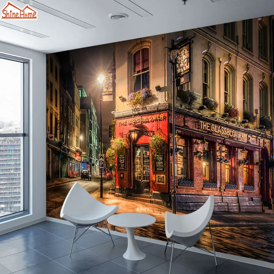 Contact Paper Wall Papers Home Decor Self Adhesive Wallpapers for Living Room London Old City Night Street Office TV Mural Roll