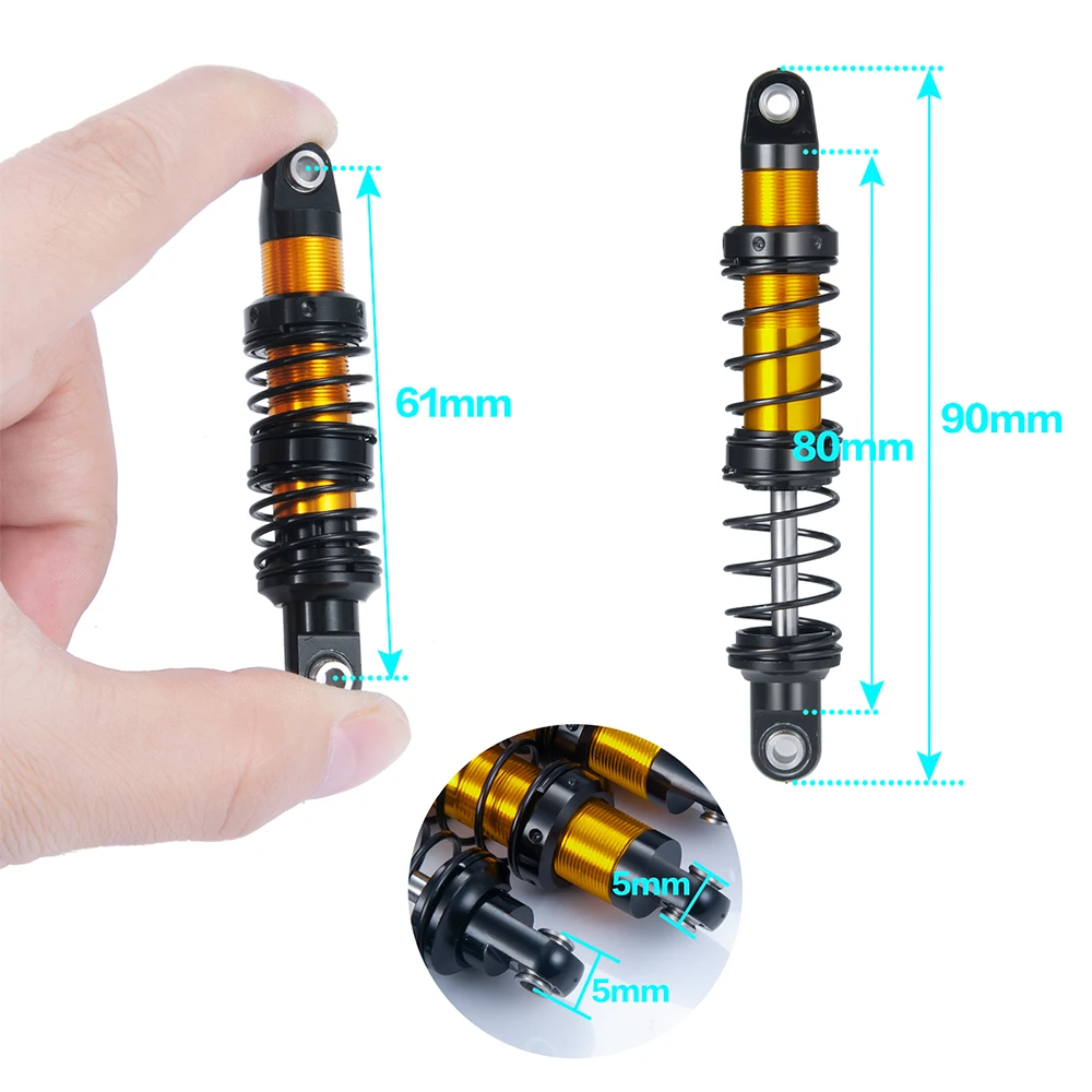 AXSPEED 4 szt. Aluminiowy amortyzator olejowy 70mm/80mm/90mm/100mm/110mm/120mm dla osiowych SCX10 90046 TRX-4 1/10 części do ulepszenia samochodów