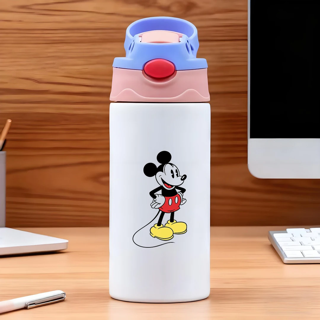 

Disney Mickey Mouse Classic Cartoon Design Red White Black Yellow Color Contrast 304 Stainless Steel Cartoon Straw Cup Kids
