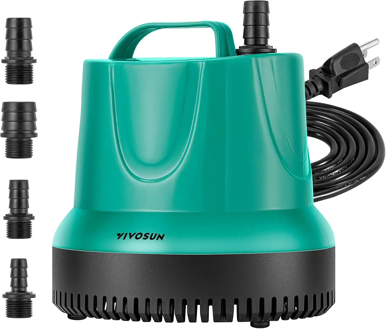 

Погружной насос 1150GPH 100W для аквариумов, прудов, гидропонных систем с кабелем питания 1,5 м и 4 насадками, синий