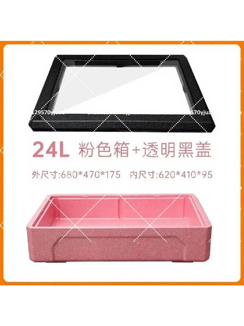 24L Portable Insulated Foam Cooler Box with Transparent Cover, Multipurpose Storage for Food and Beverages