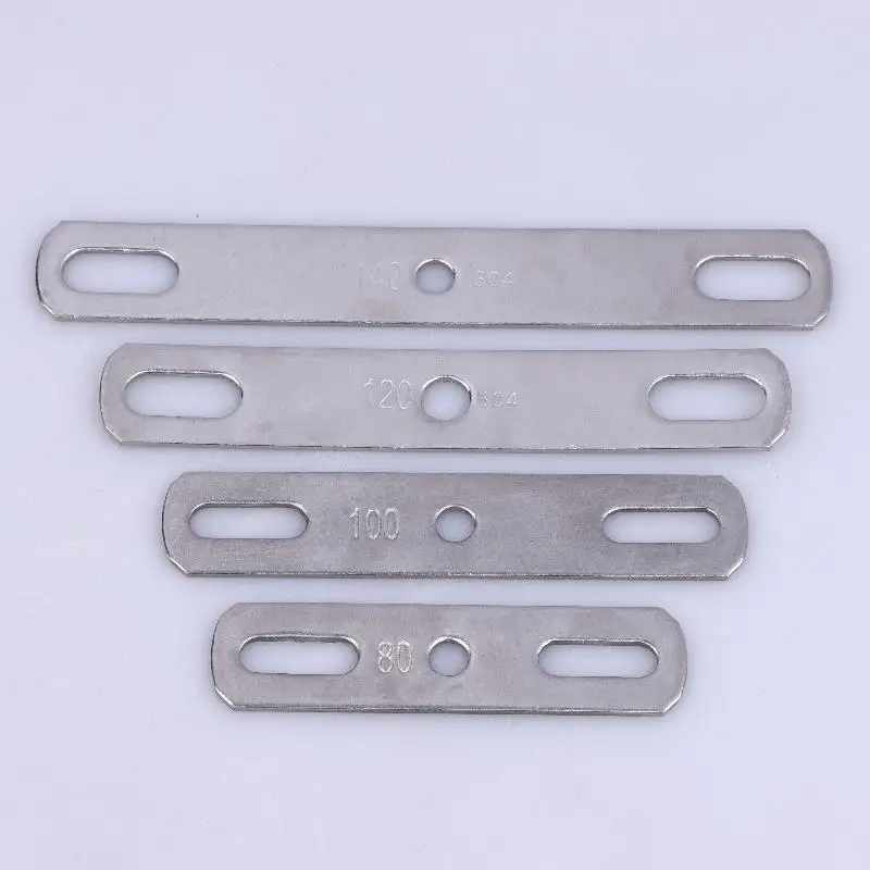 Junta plana recta de doble agujero engrosada de acero inoxidable 304, accesorio de Hardware de placa de bloqueo de fijación de perno, 1 ud.