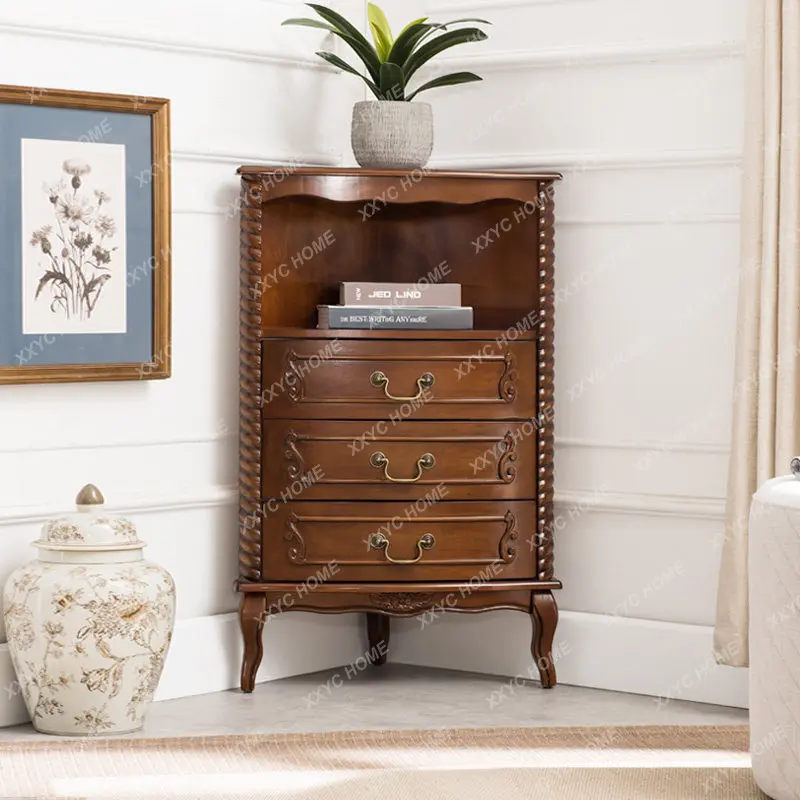 

solid wood shelf storage triangle cabinet turn living room corner bedroom wine cabinet floor