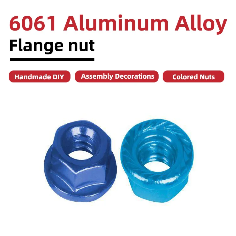 M6 6061 Aluminum Alloy  Flange Nuts, Hex Anti-Slip Lock Nuts with Washer for Anti-Loosening & Stable Fastening
