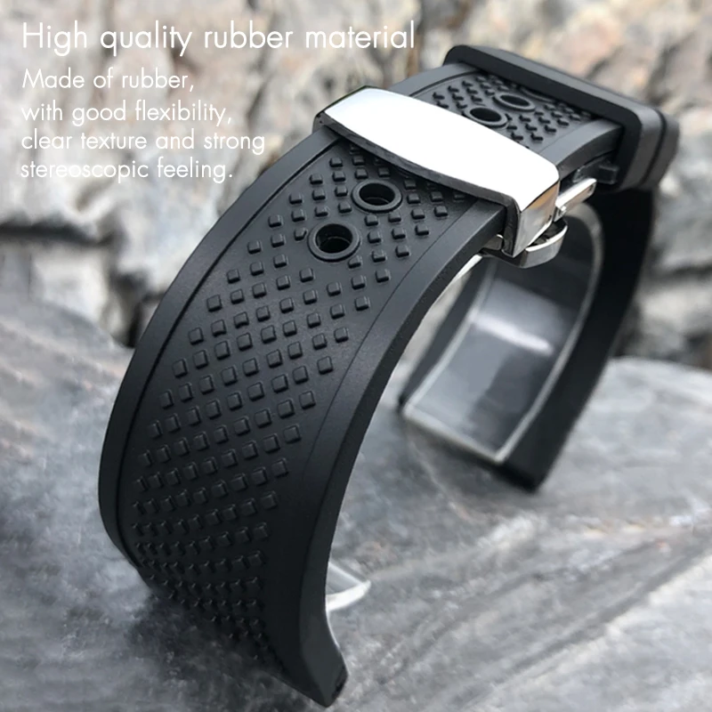 HAODEE Rubber Silicone Watchband 23mm 24mm 22mm 21mm 20mm for Cartier Calibre London Tank Santos Soft Waterproof Watch Strap