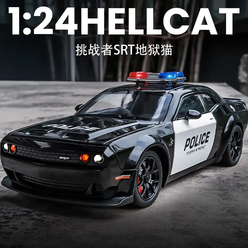 1:24 SRT Hellcat Police Alloy Car Diecasts Toy Vehicles Car Model Sound and light Pull back Car Toys Gifts