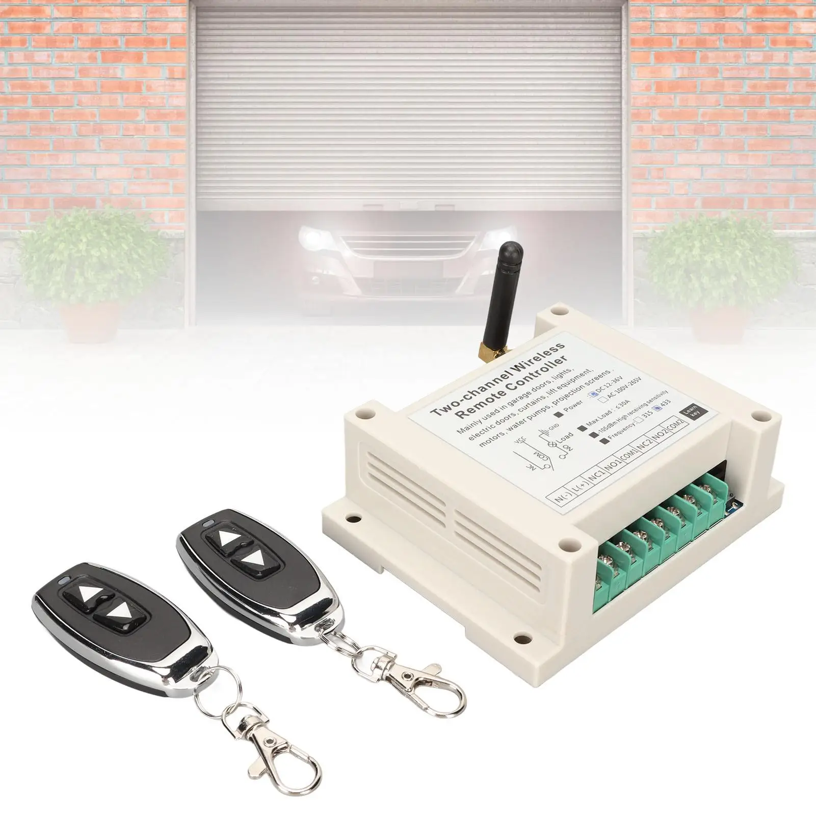 Controle remoto sem fio Relé Interruptor, Controlador Receptor Transmissor, 2CH, 433Mhz, 30A, DC 12V-36V