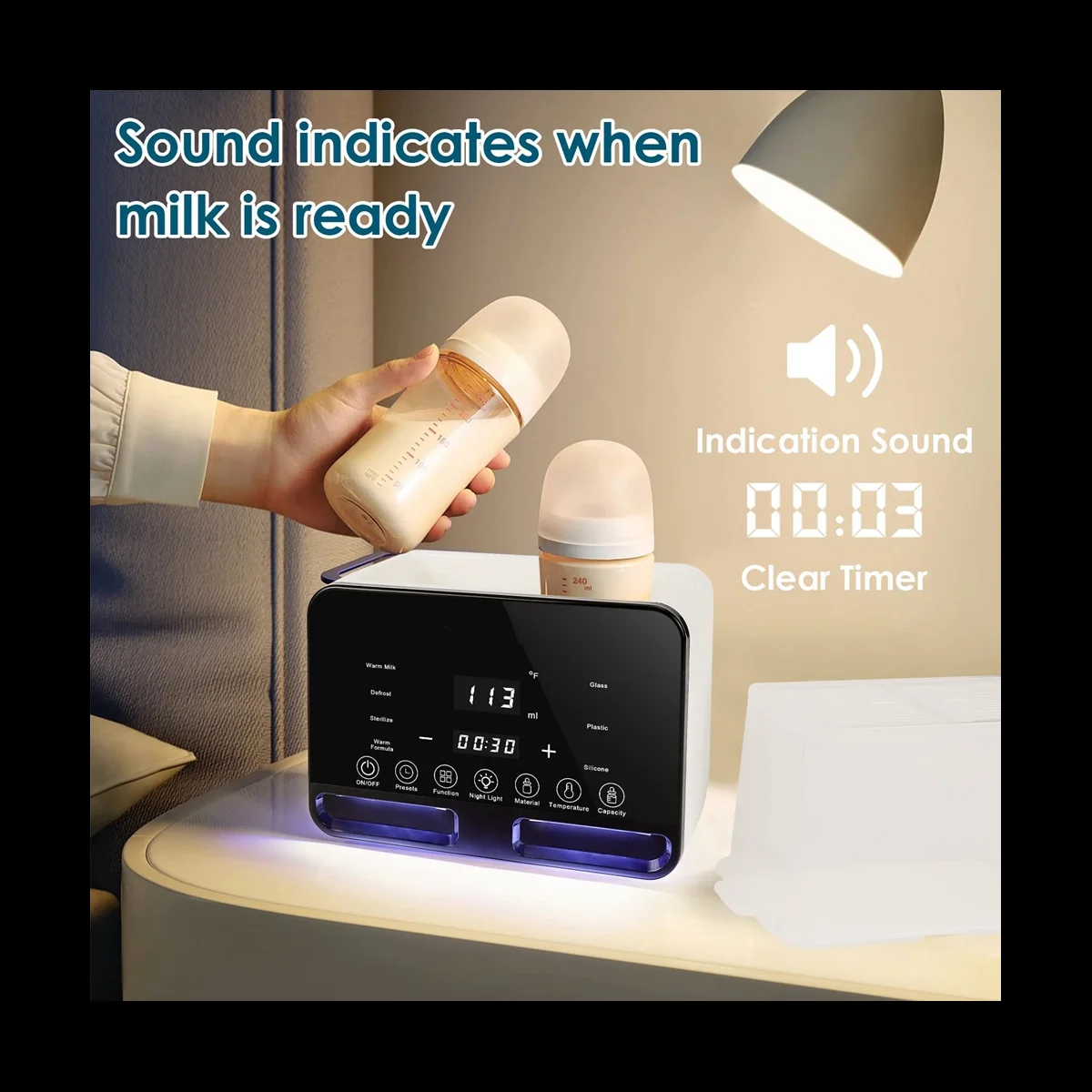 Calentador y esterilizador automático de biberones para calentador de biberones doble para leche materna calentador de biberones para recién nacidos 6 en 1