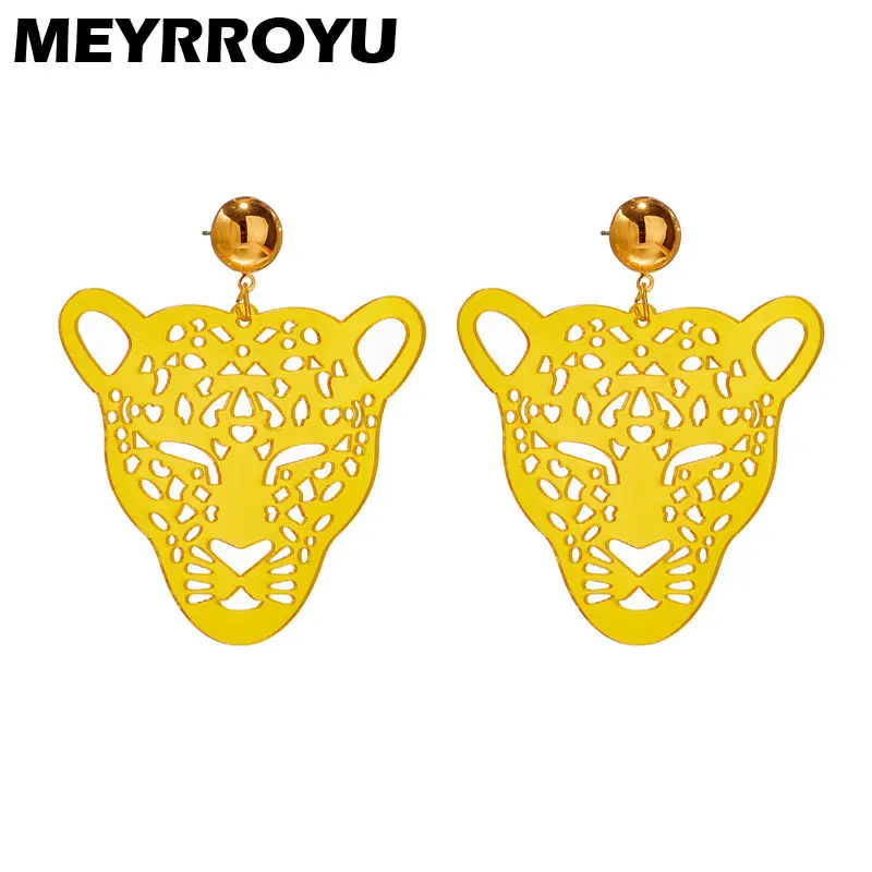 Meyryroyu ต่างหูจี้รูปเสือดาวสำหรับผู้หญิงต่างหูแฟชั่นสตรีทเครื่องประดับคู่รัก AC