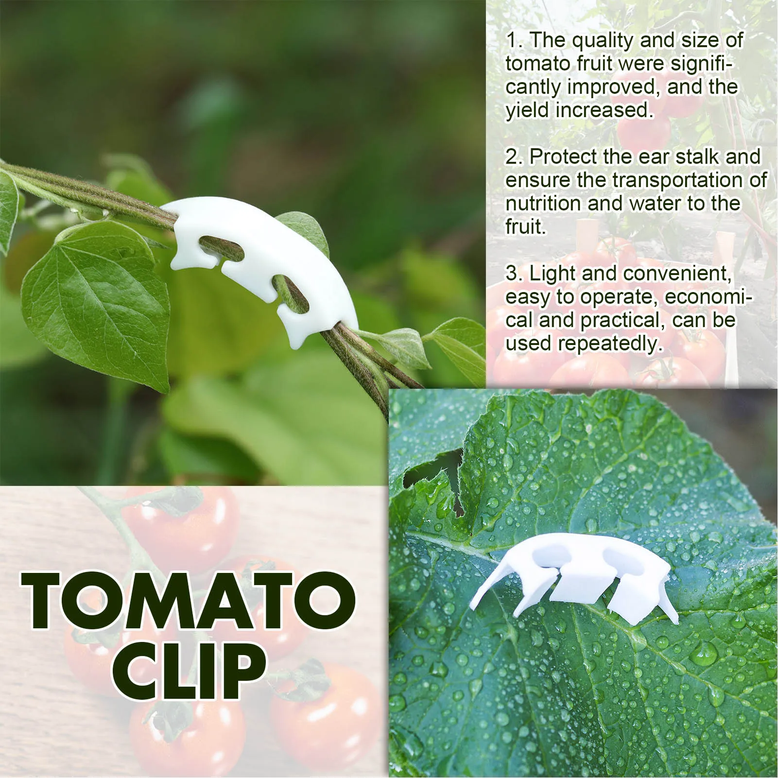 100Pcs Plant Support Clips Durable Plastic Grow Upright Vine Fixation Wide Application Tomato Clips for Grape Vegetable