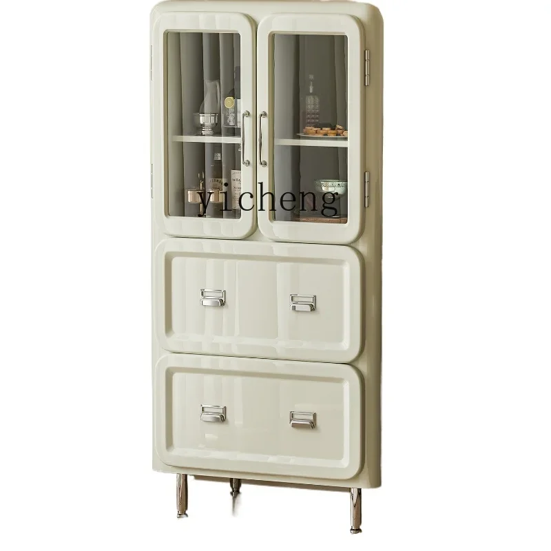 

ZK Vintage Cream Clothes Closet Corner Home Bedroom Display Cabinet Made of Glass Living Room Storage Sideboard Cabinet