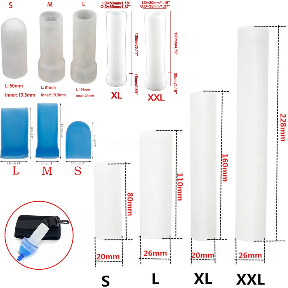 Penis Sleeve Extender Pump Vacuum Cap Accessories Enlargement Glans Protector Reusable Silicone Case Various Sizes Clamping Kit