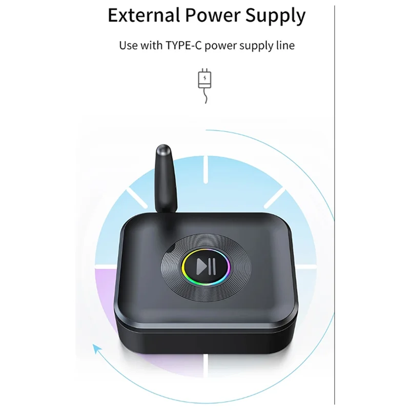 Excellent-Wireless Audio Receiver Colorful Light Music Stereo Music Adapter For 3.5Mm Jack Earphone Speaker PC Support TF Card E