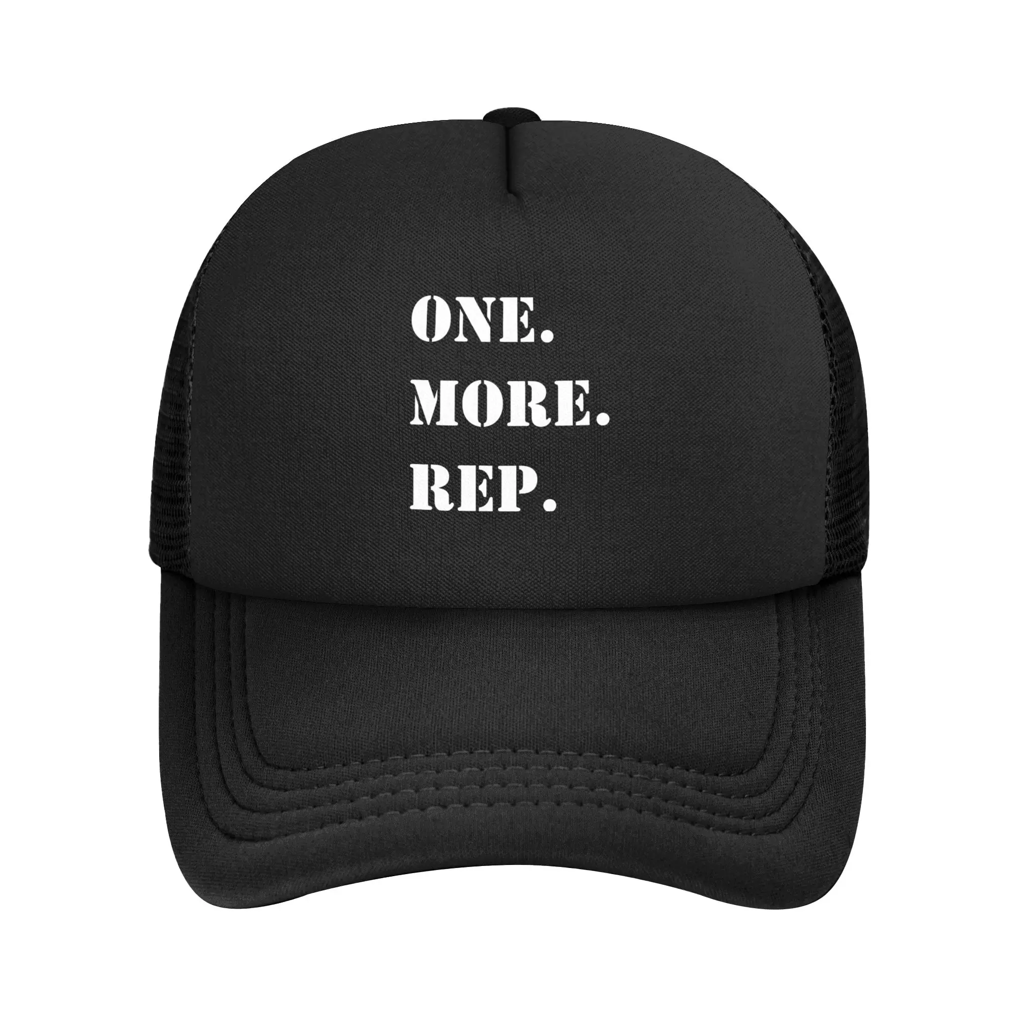 One More Rep Mesh Baseball Cap Adult Retro Trucker Worker Cap Humor   Hats Breathable Polyester Fishing Hat Summer Trucker Caps