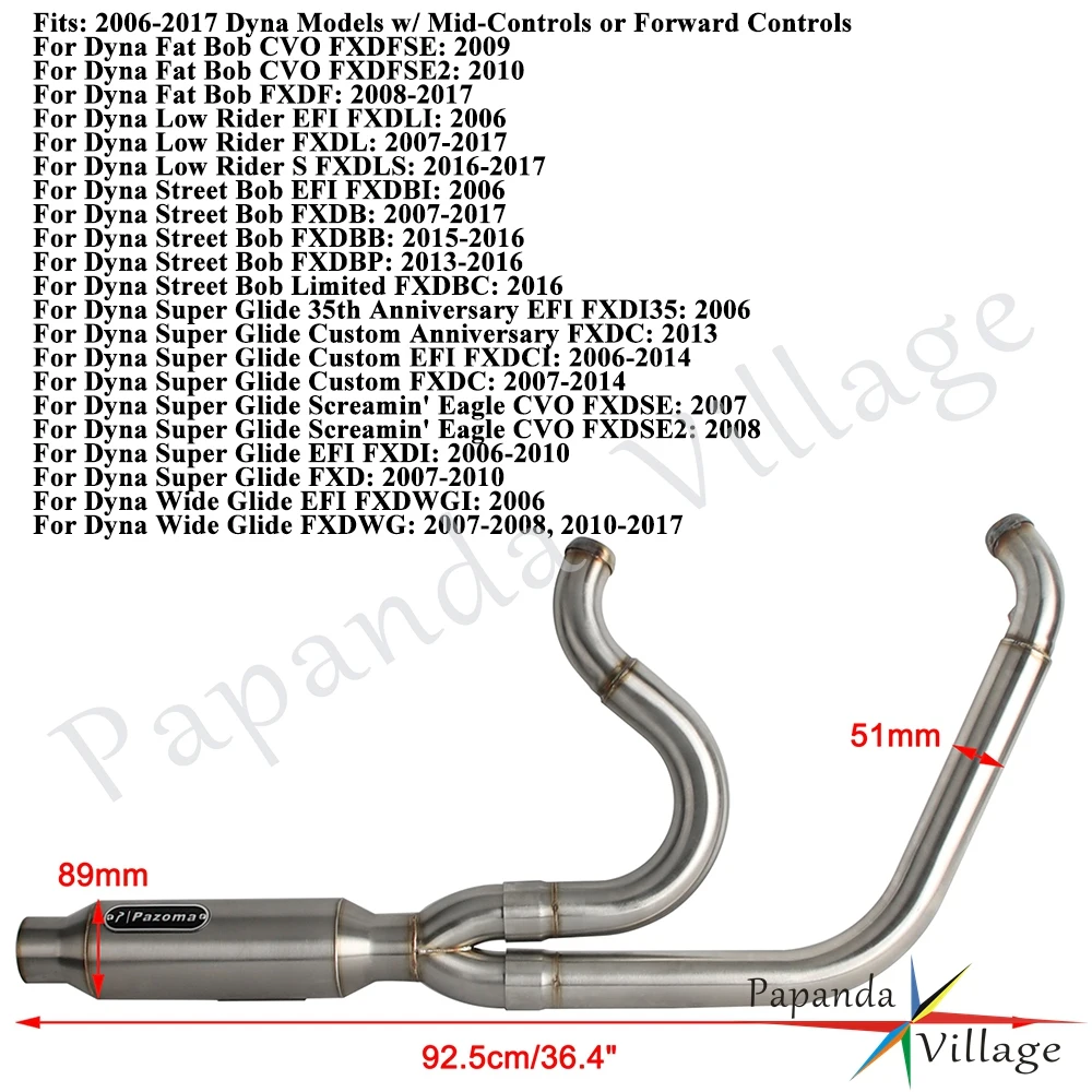 2-into-1 Full Systems Exhaust Motorcycle Complete Muffler For Harley FXDWG FXD FXDI FXDC FXDBC FXDBB FXDLI FXDFSE FXDF FXDBC 06+
