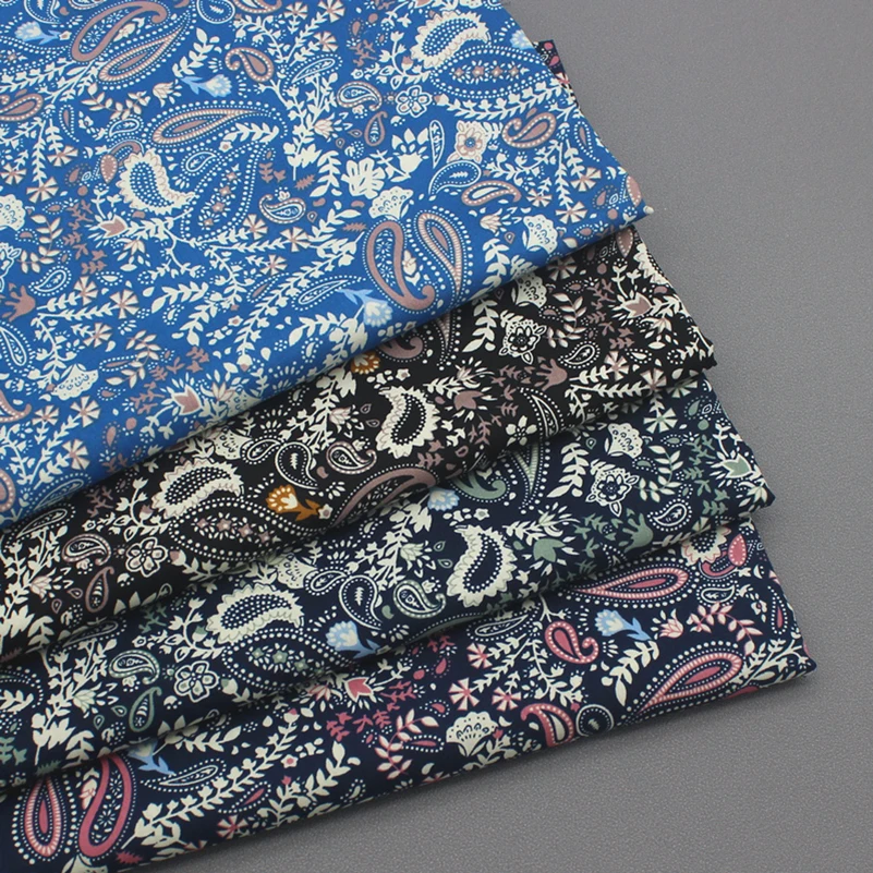 Paisley Fabric Ethnic Style Cashew Flower Cotton Printed Fabric Handmade Cloth Headscarf Cloth Shirt by Half Meter