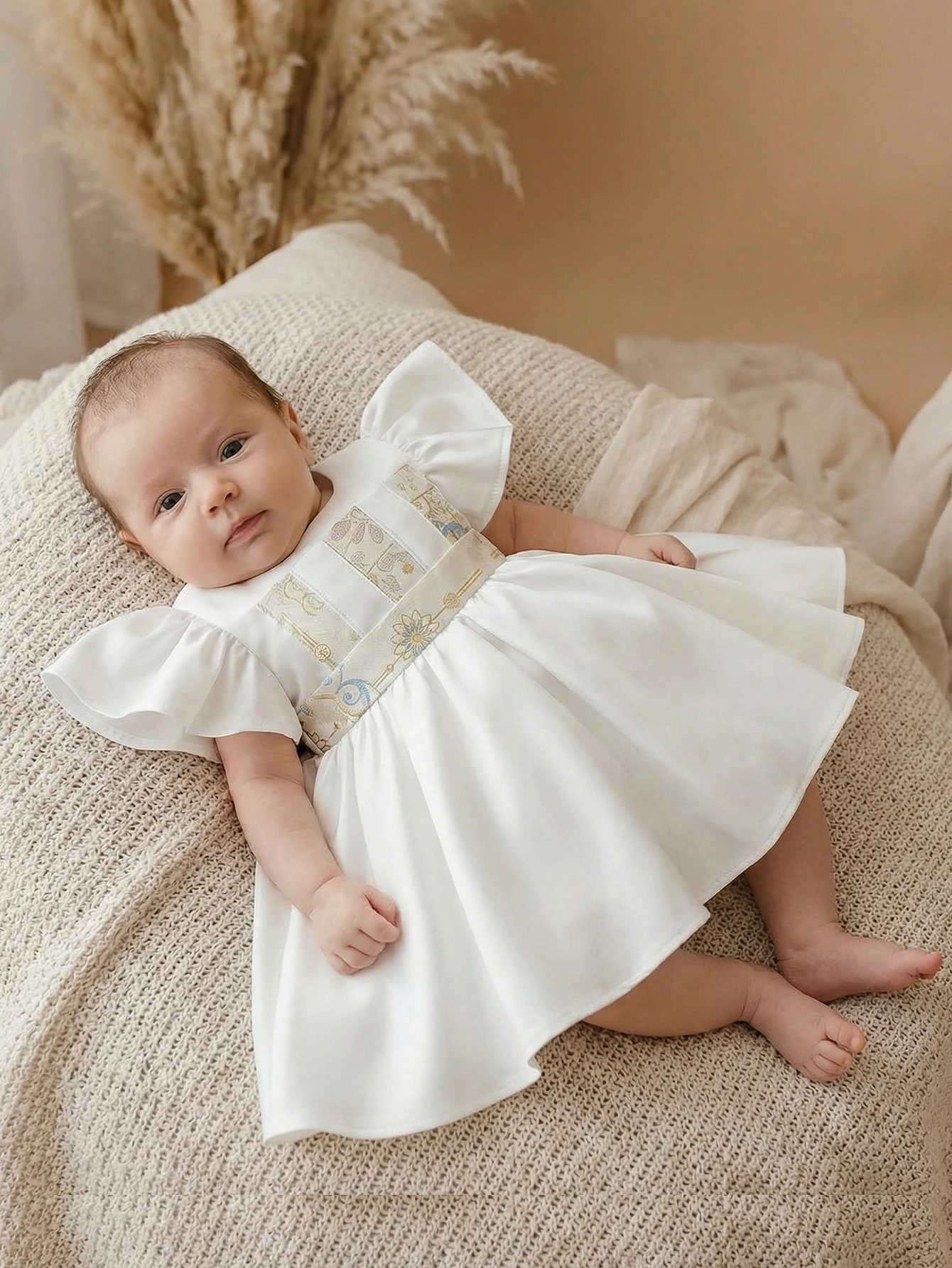 

Платье для девочки 0-2 лет, белое платье для крещения, свадебное платье для девочки-цветочницы, маленькое нарядное платье, платье для дня рождения.