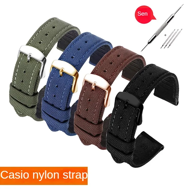 Nylon Watch Belt Substitute EFV 540/506/EFS-S500/510/EFR-303 Series Flat Interface Canvas Watchband 18/20/22/24 mm.