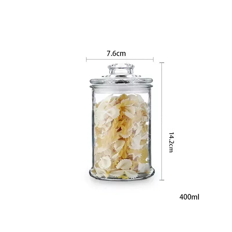 Transparent Jar Classic Style Glass Container Modern Glass Bottle Sealed Jar with Lid Tea Coffee Bean Covered Small Storage Jars