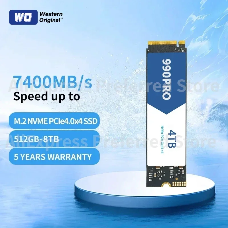 Blue SSD NVMe M2 SSD 1TB 2TB PCIe 4.0 x 4 Internal Solid State Drive Hard Disk with heatsink for PS5 Desktop and Laptop