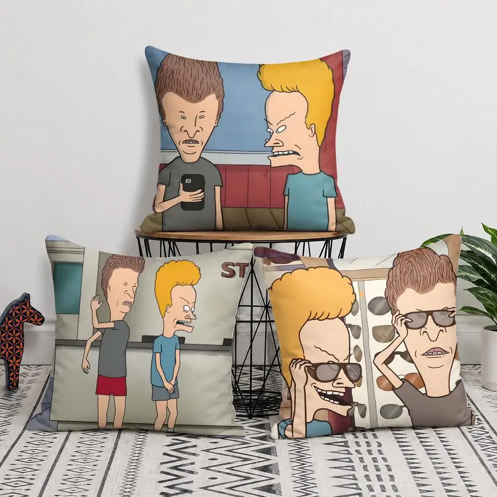 Funny B-Beavis And BUTT-HEAD Cushion Cover Double-Sided Plush Sofa Pillow Covers Organic Breathable Invisible Zipper