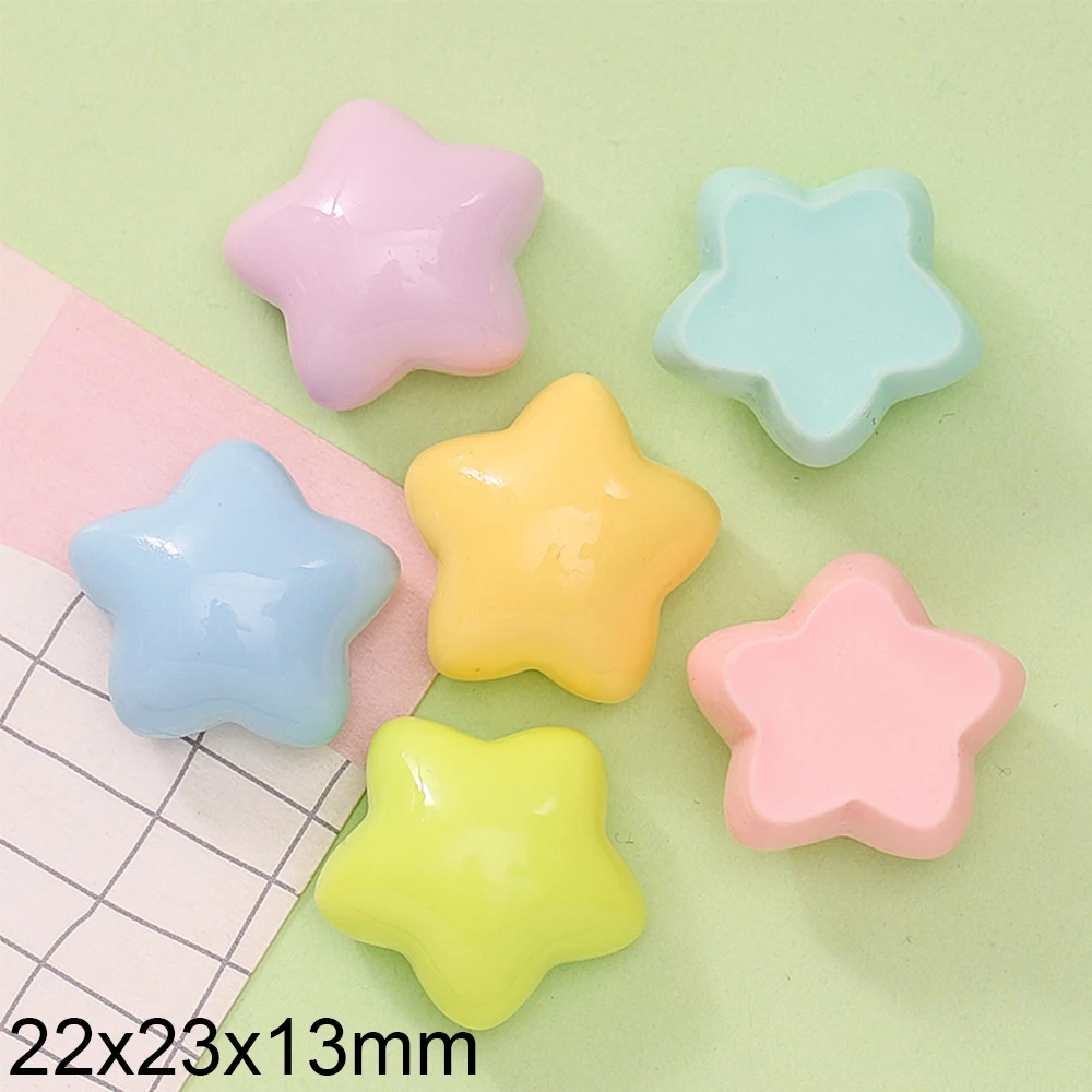 10PCS Shiny 22x23x13mm Star Series Resin Flat Back Cabochons For Hairpin Scrapbooking DIY Jewelry Craft Decoration Accessories