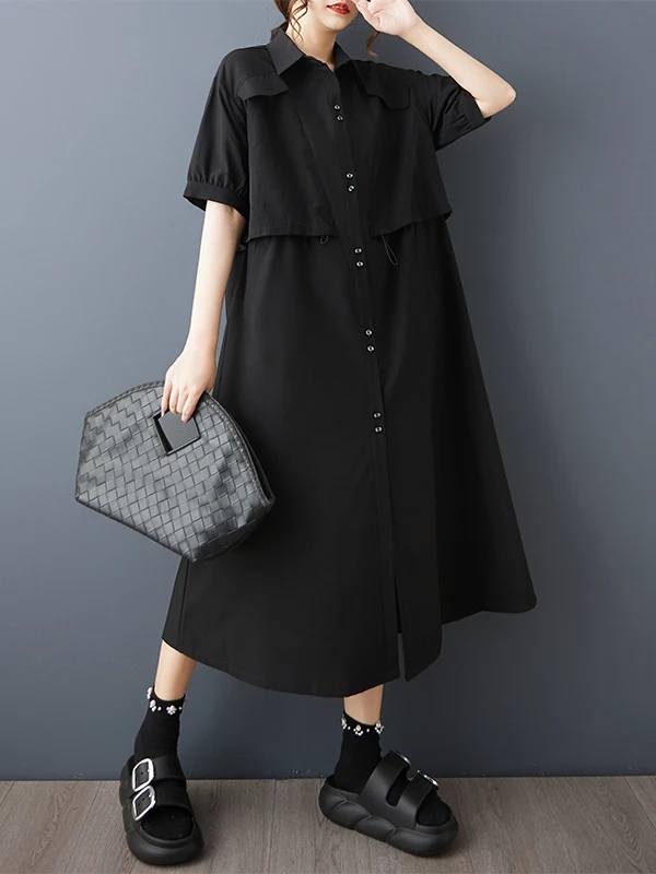 k Sle Long irt Dr Women's Faion Slimming High-End Large Size Spring Summer New Arrival Korean Sle Loose Waist