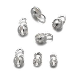 5Pcs 925 Sterling Silver Crimp Clasps Wrapped Cord Buckle Connectors For DIY Bracelet Necklace Jewelry Making Findings Accessory