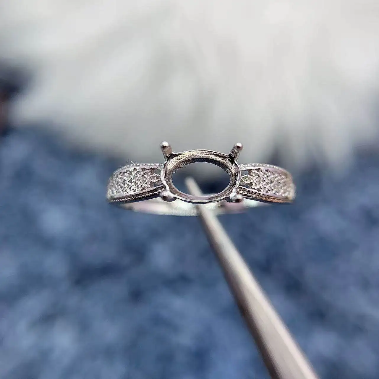 

MeiBaPJ Inlay Oval 5*7mm S925 Sterling Silver DIY Ring Setting Women Light Luxury Niche Personality Fine Charm Jewelry Wholesale