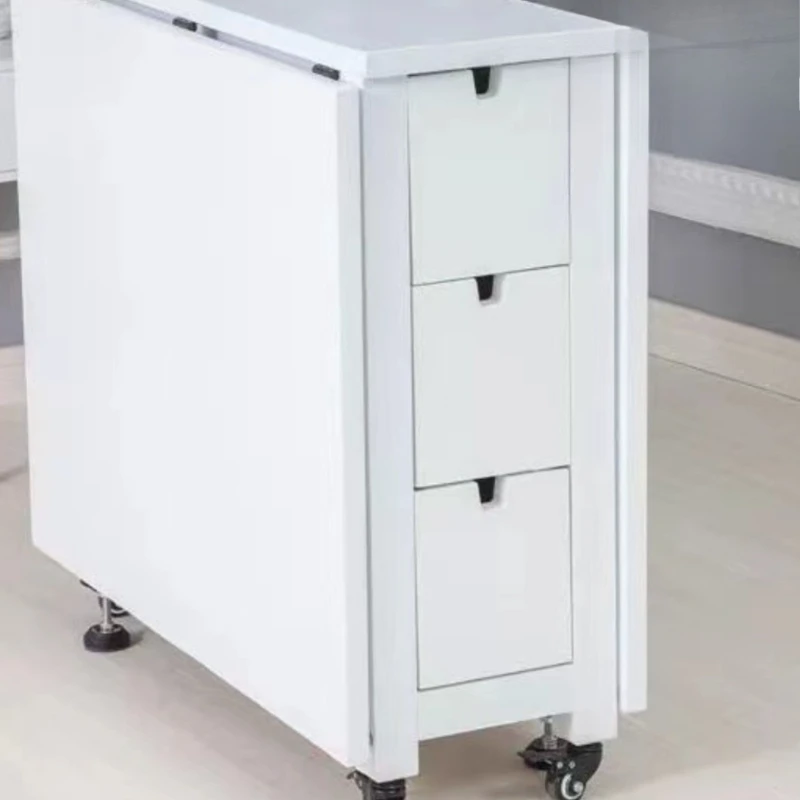 

Solid wood folding table 8 people rectangular multi-functional household table retractable small apartment mobile dining table