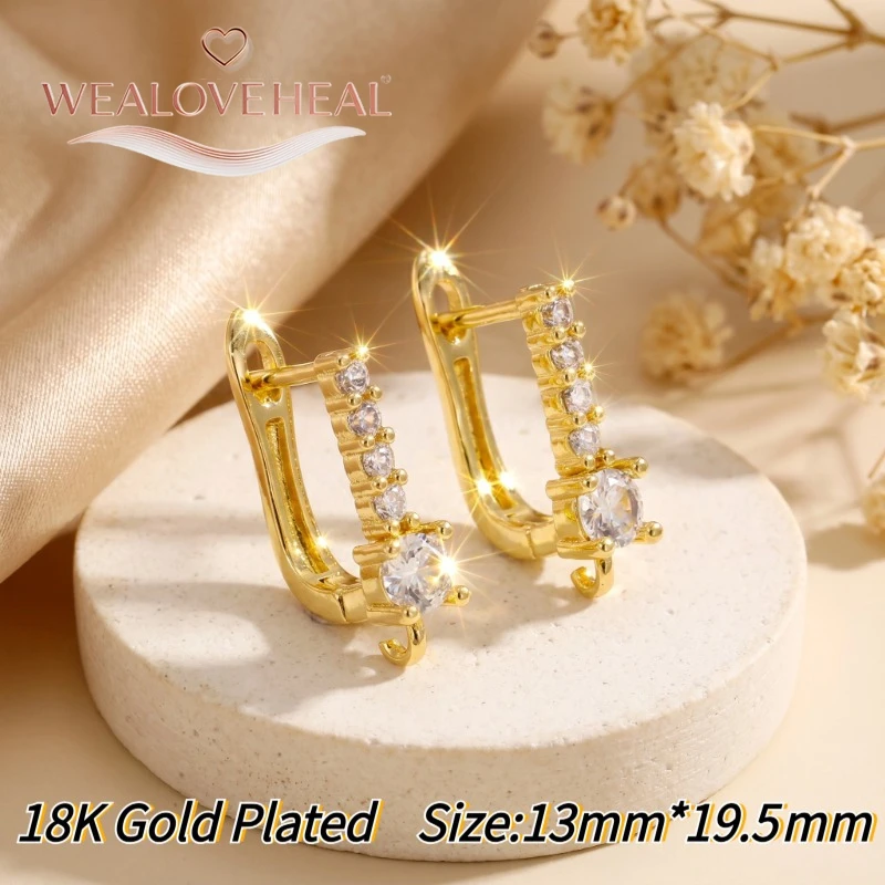 schmuckherstellung zubehör，18K Gold/Rhodium plattierte Hebelverschluss-Ohrringkomponenten, Messing-Pavé-CZ-Zirkon-Dreieckstab-Ohrhaken für DIY-Schmuckherstellung – Detail 19