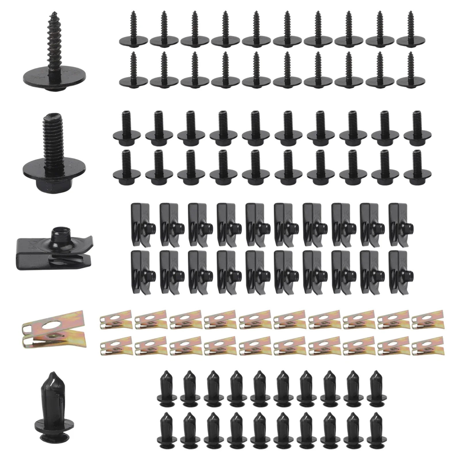 Car expansion through-hole rivet clip button fasteners kit 100pcs for dashboard trunk and bumper repair and replacement