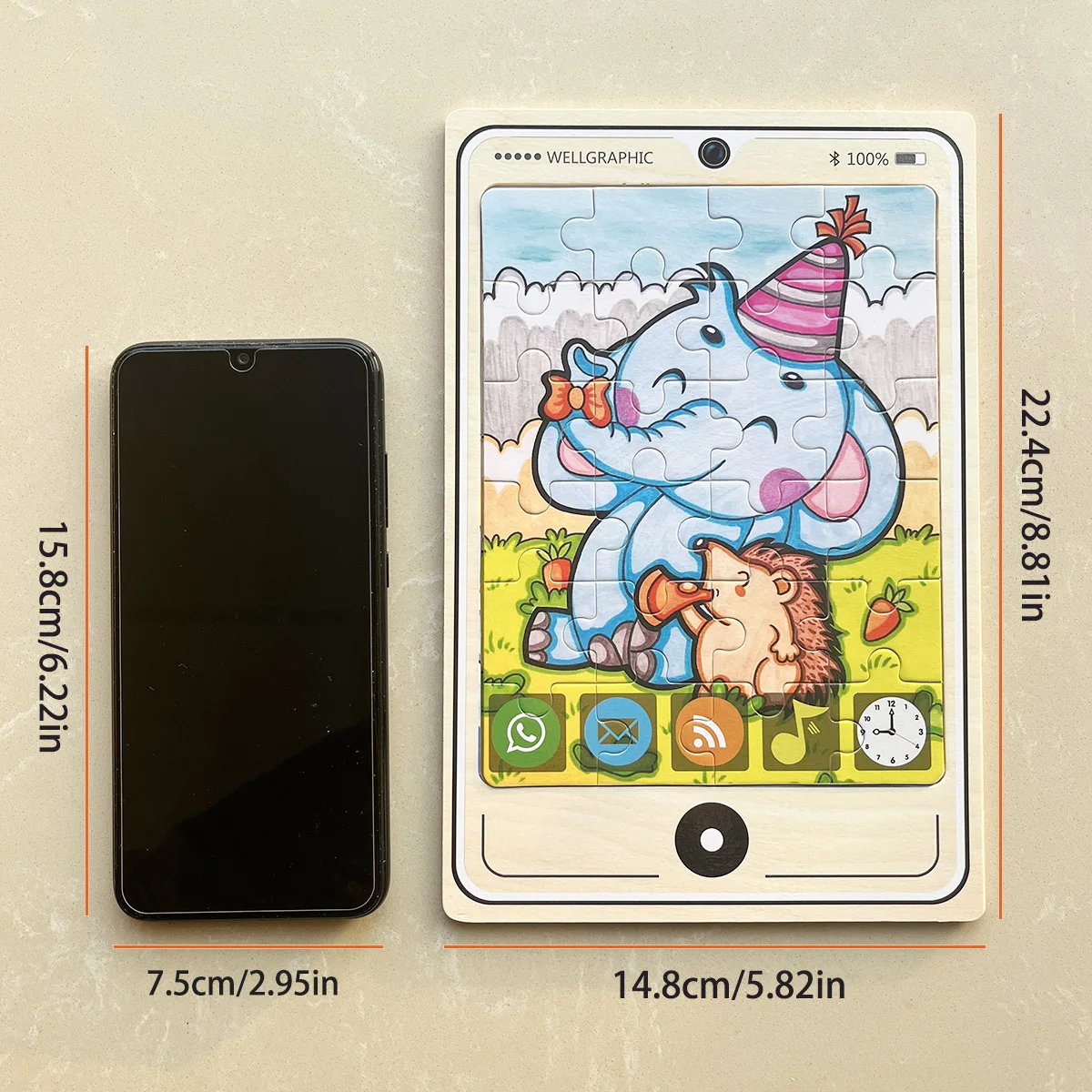 1pc Model telefonu drewniane puzzle dla dzieci kreskówka zwierząt układanka dla dzieci uczących się drewniane edukacyjne zabawki Montessori gry