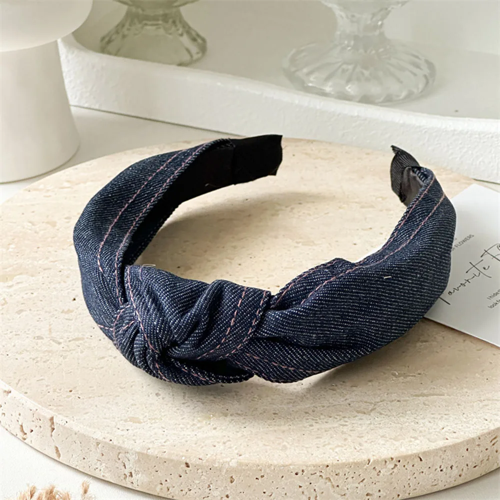 

Girls New Flower Head Bands For Women Denim Hair Hoop Knot Hairband Hair Accessories for Girls High Quality Accessory Headwrap