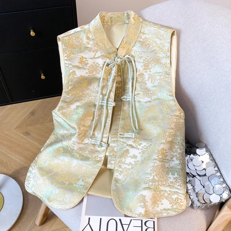 

Chinese Style Cheongsam Vest Retro Vest Tang Suit Improved Hanfu Ladies and Girls Folk Hanfu Tops Traditional Chinese Clothing