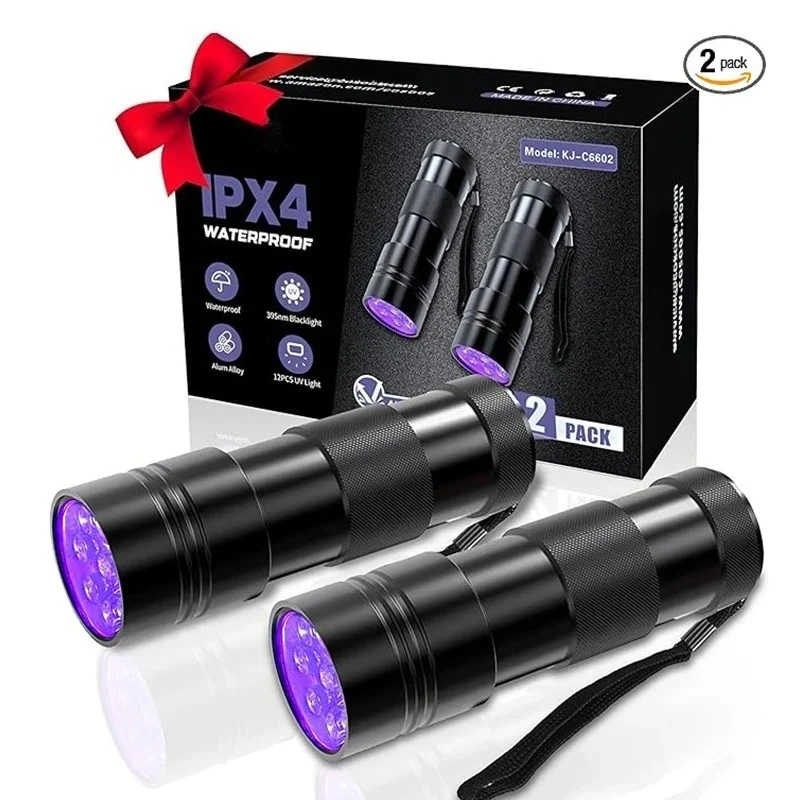 9/12/51LED UV Flashlight Portable Pet Urine Stain Money Detection Torch Blacklight Emergency Waterproof Ultraviolet Flashlight