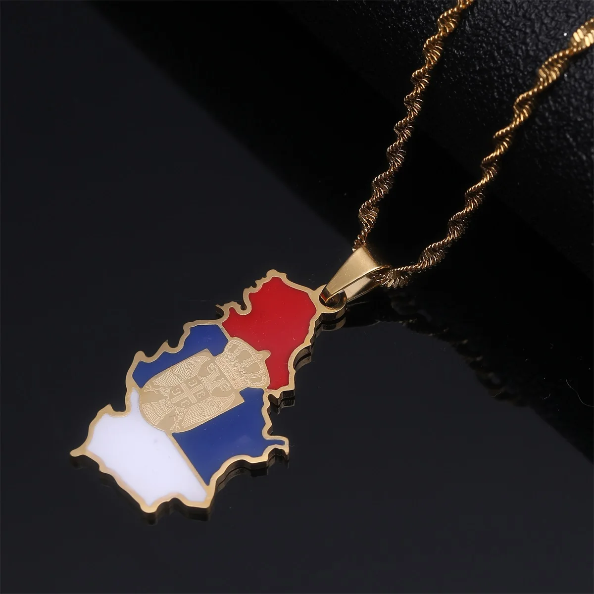 Serbia Eagle Map Flag Pendant Necklaces for Women Men Srbija Jewelry Serbian
