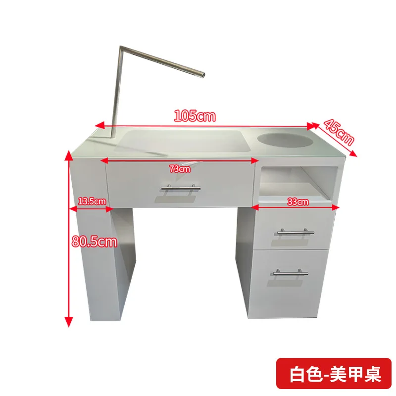 صالون أظافر مع صالون أظافر خفيف باللون الأبيض مع خزانة درج وطاولة من الخشب الصلب وطاولة بسيطة #5