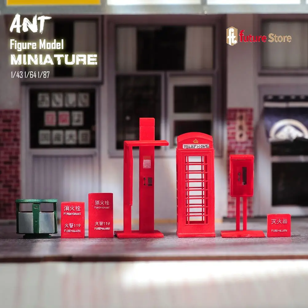 

1/87 1/64 1/43 Telephone Booth/ Trash /FireCabinet Universal Scene Props Model Miniature Creative Photography