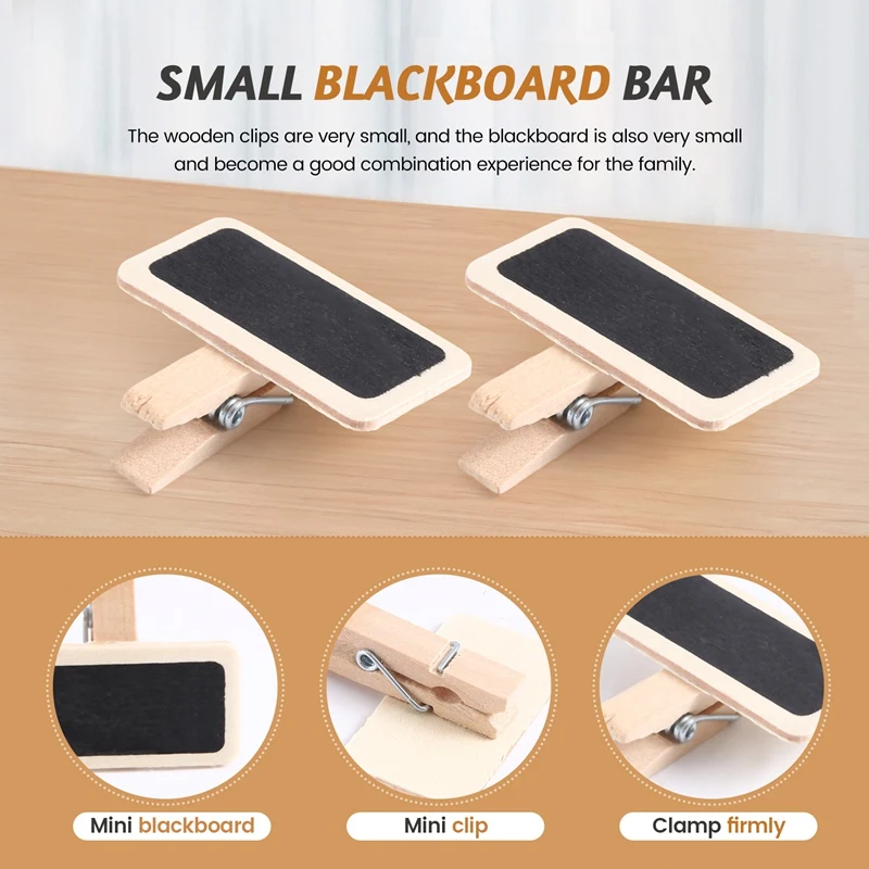 50 Mini Blackboard Wood Message Slate Rectangle Clip Clip Panel Card Memos Label Brand Price Place Number Table