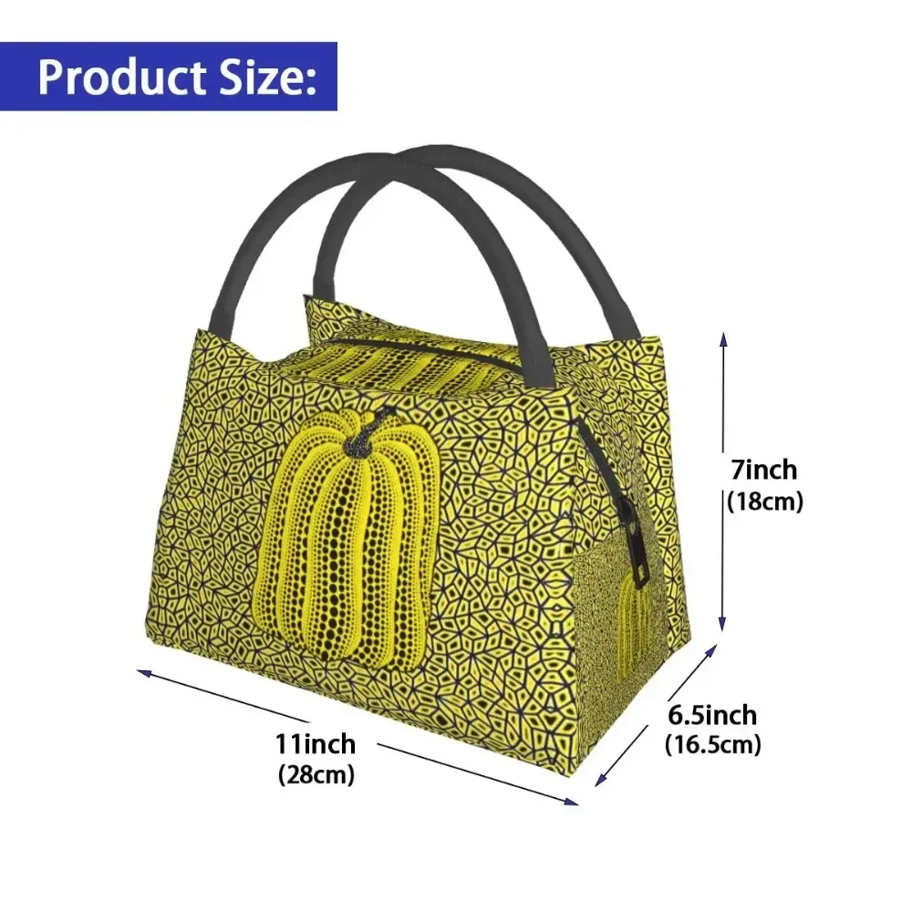 Yayoi Kusama Dots Pumpkin Infinite Nets Insulated Lunch Bags Portable Canvas Cooler Thermal Food Lunch Box for Picnic Work