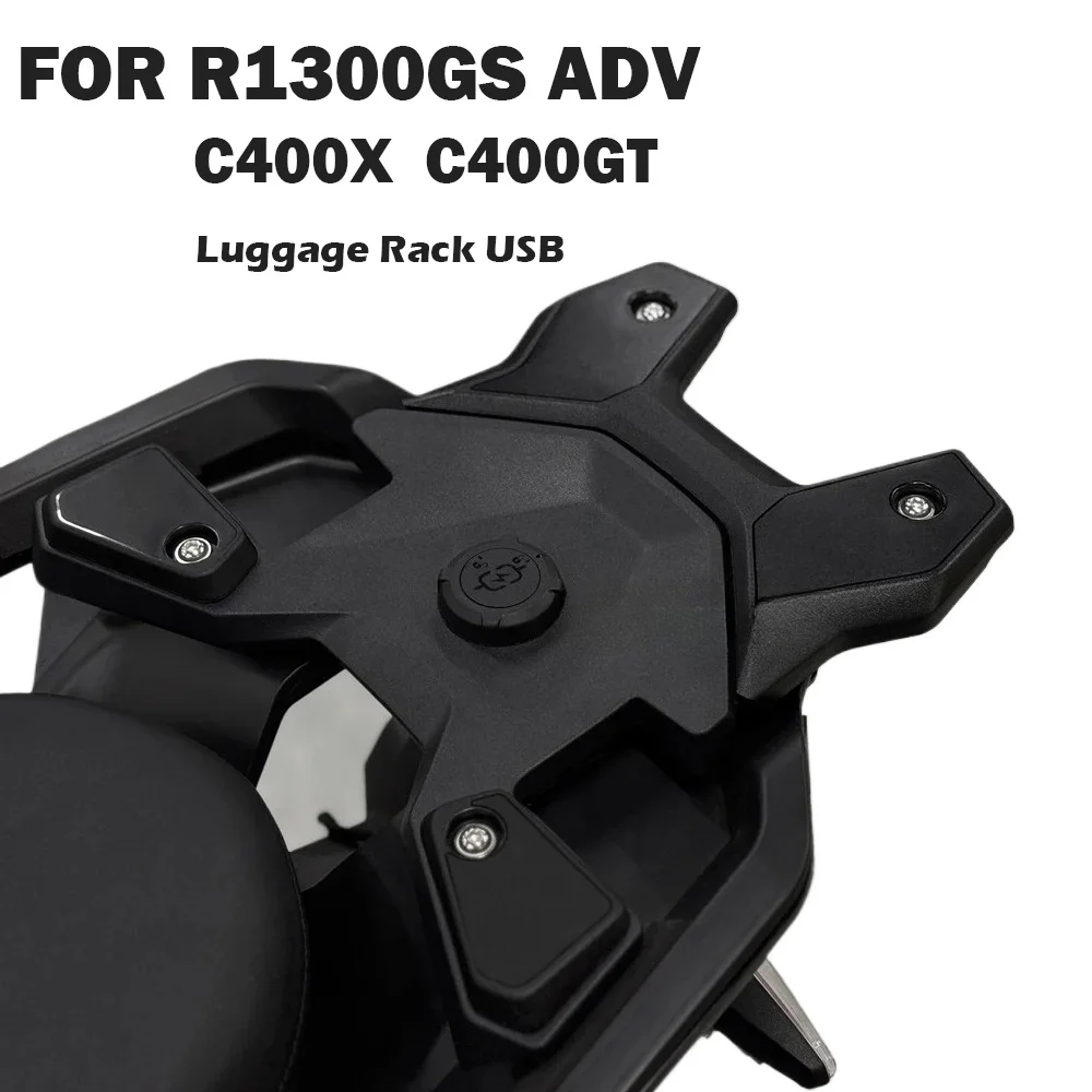 

For BMW R1300GS 2023- R1300GS Adventure 2024- C400X C400GT Motorcycle Rear Seat Luggage Carrier Rack Top Box Holder USB Charging