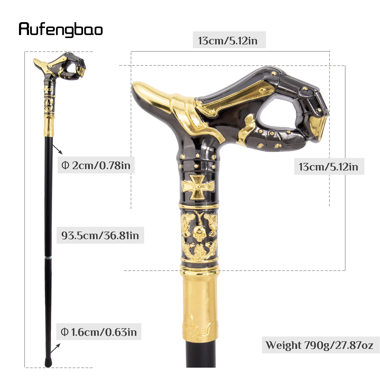 Golden Black OK Luxury Flower Cane Fashion Decorative Walking Stick Elegant Cosplay Cane Crosier 93cm  Performance Stage Cane