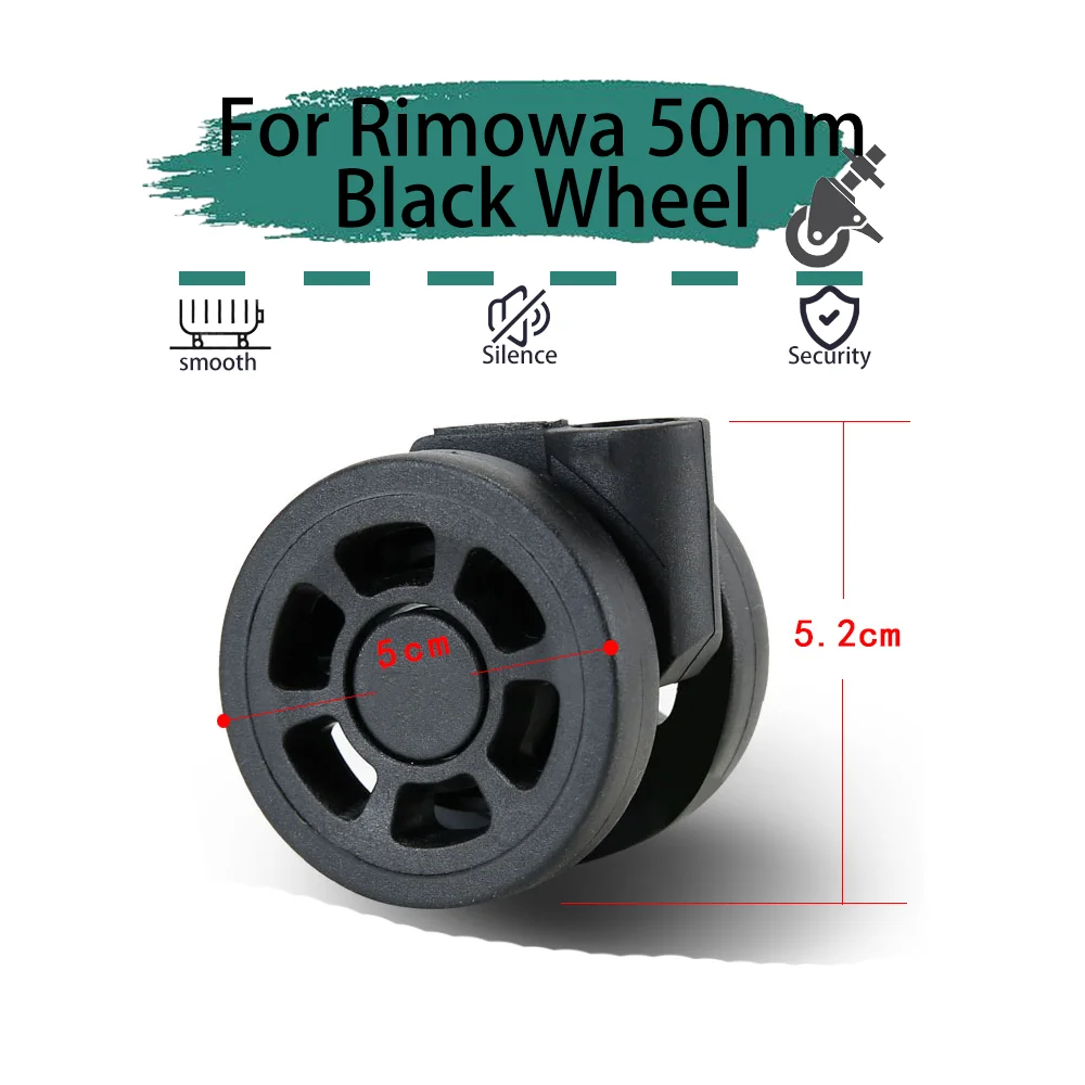 

For Rimowa 50mm Black Universal Wheel Replacement Suitcase Smooth Silent Shock Absorbing Wheel Accessories Wheels Casters