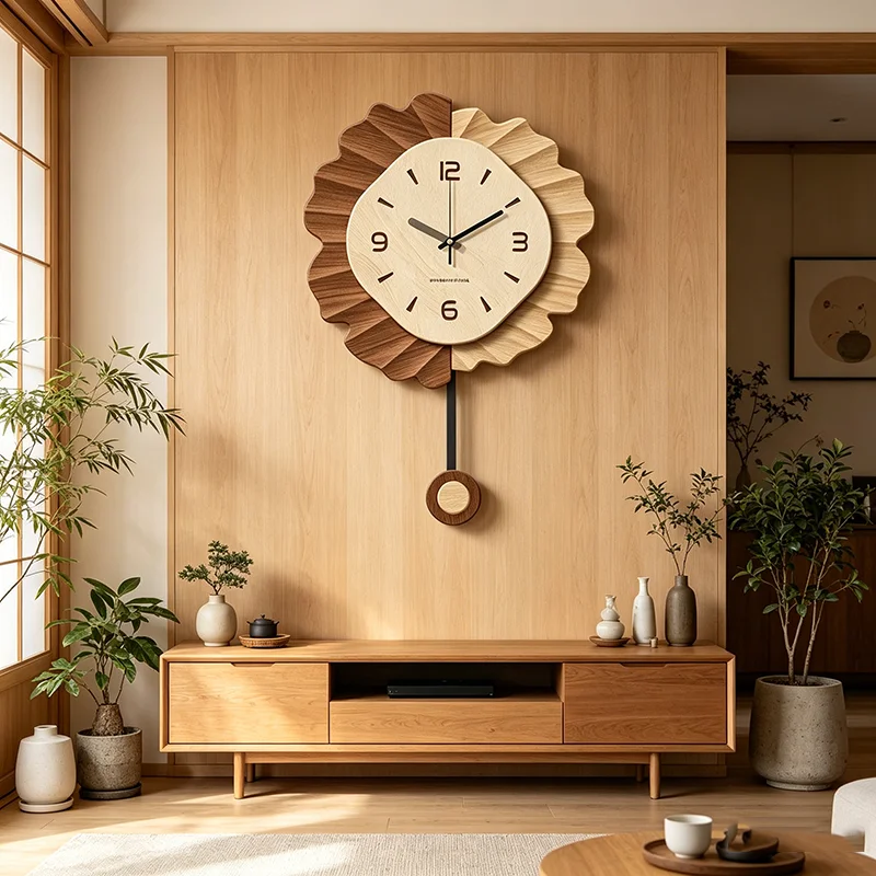 Light Luxury Wall Clock Living Room Hanger Clock Wall Decoration Ornament for Living Room Moving Pendulum Wall Clocks Home Decor