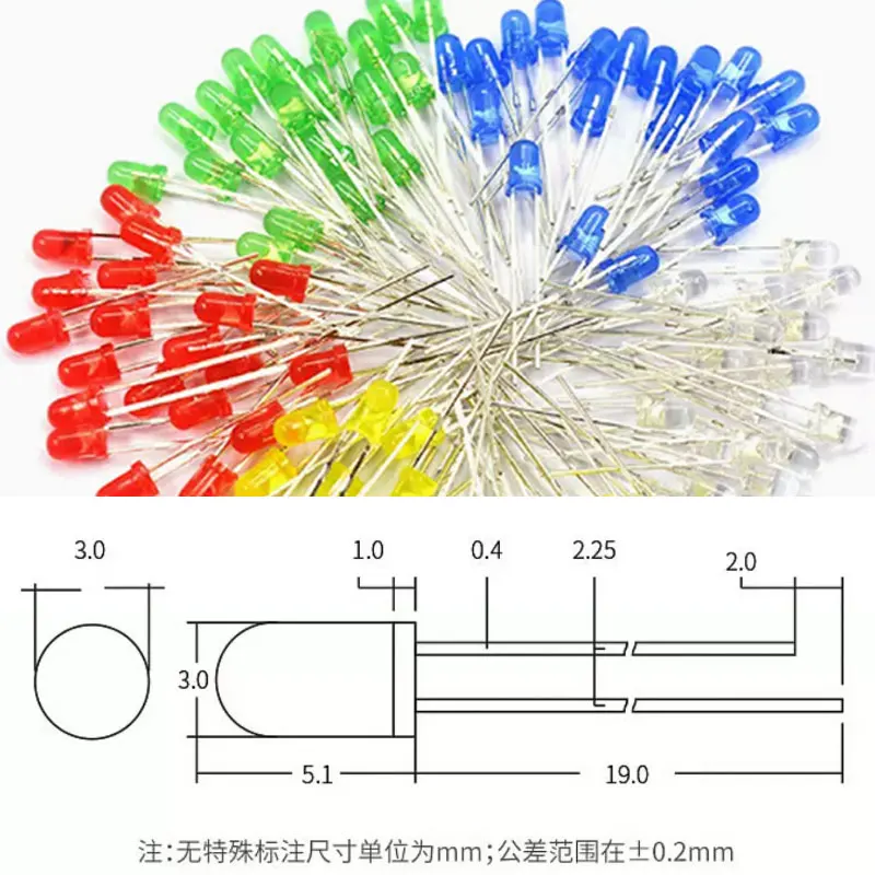 Lâmpada de Inserção Direta, Lâmpada LED, Vermelho, Verde, Amarelo, Azul, Branco, 3mm, 5mm