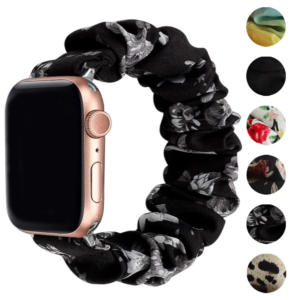 Per cinturino Apple Watch 49mm 40mm 41mm 44mm 45mm 46/42mm Scrunchie elastico stampato carino compatibile per iWatch Series 10 9 8 7 6 5SE