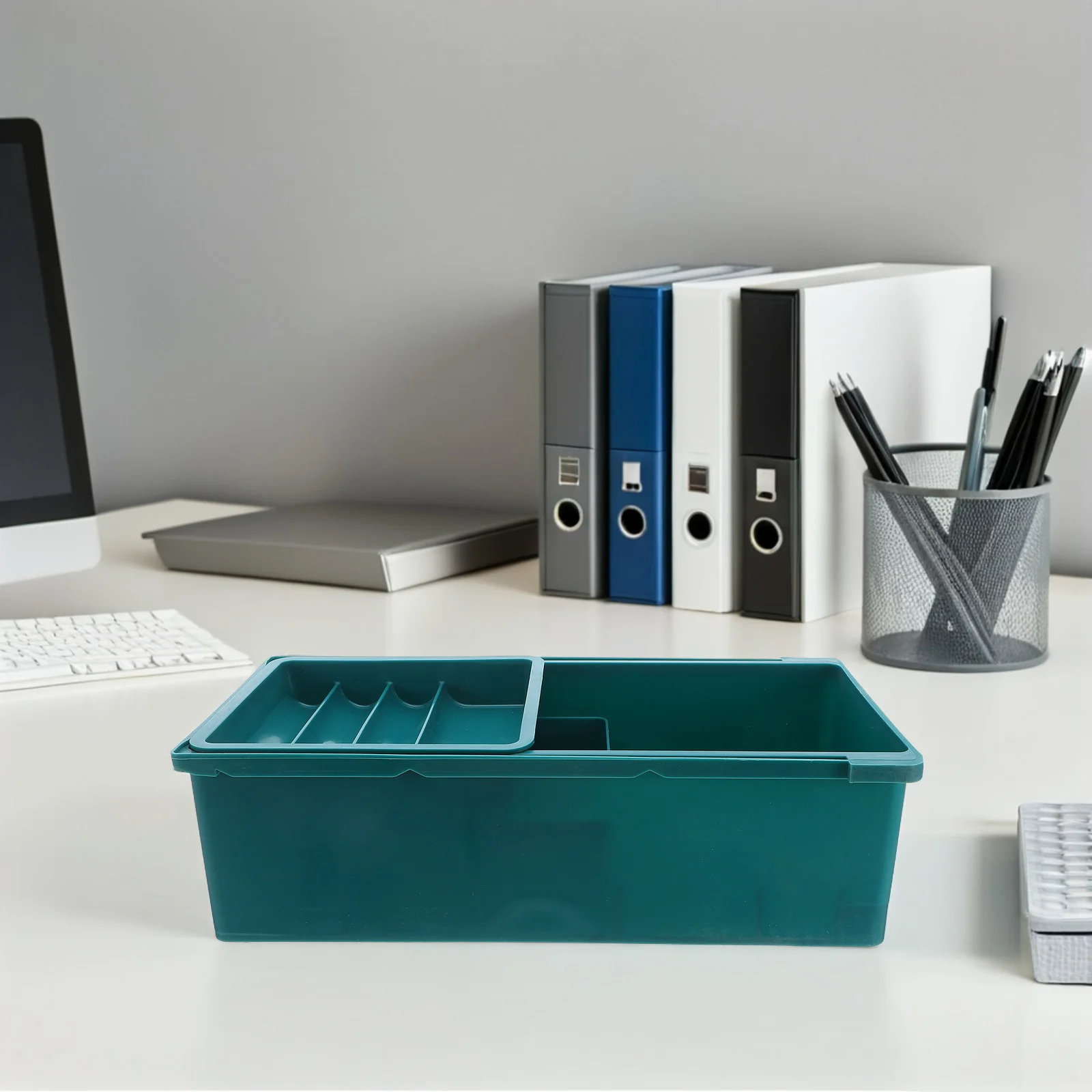 

Under Desk Storage Box Large Capacity Three-Layer Drawer Organizer Plastic Multipurpose Desktop Storage for Office Sewing
