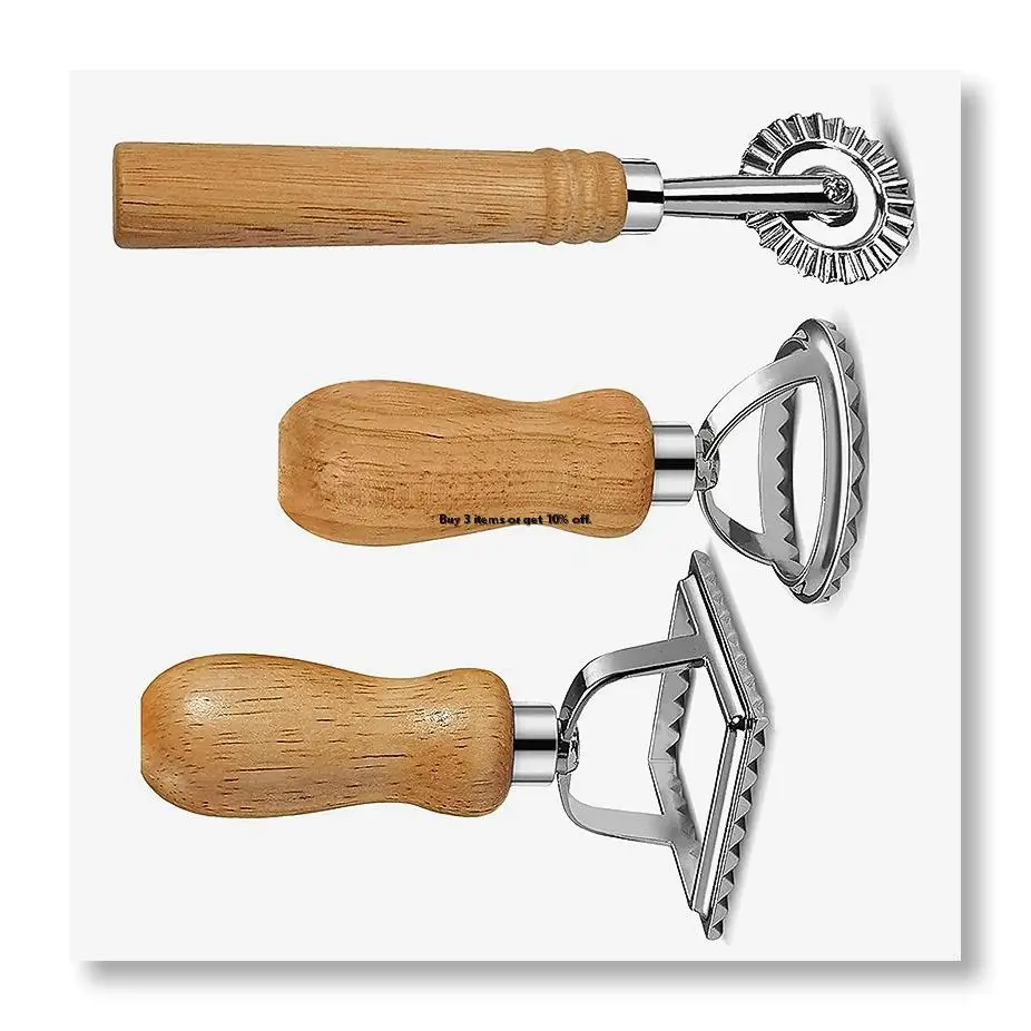 ✱Ravioli Pasta Cutter Set, Ravioli Stamp Maker with Wooden Handle for Ravioli, Pasta, Dumplings Lasagna, Pierogi