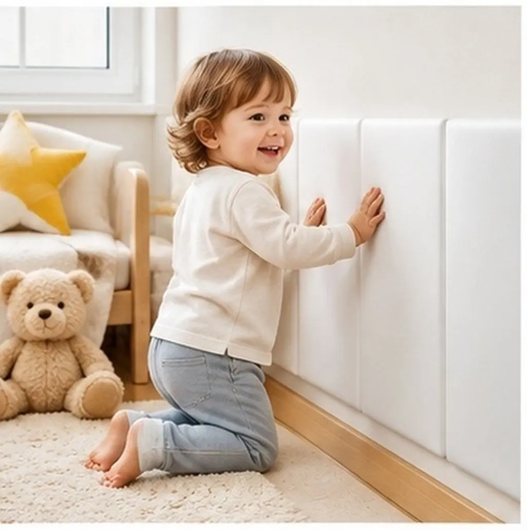 3Pcs Anti-Collision Wall Padding for 15.8x7.9 Inches Self-Adhesive Soft Decorative Protection Panels for Bedroom Playroom
